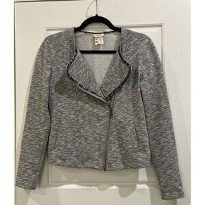 Matilda Jane, Afternoon Drive Moto Gray Knit Jacket, Women Small, Full Zip